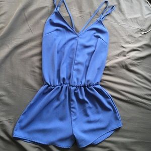 Blue/purple strap romper wit lace back